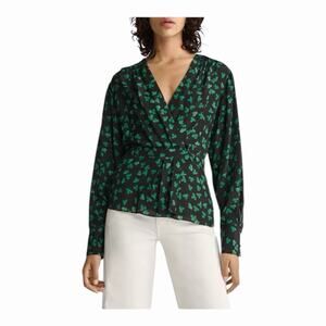 The Kooples Naive Romantic Flowers Silk Peplum Top Size 1 NWT Rock Chic French